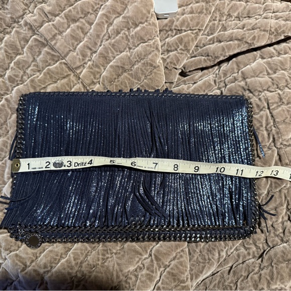 Stella McCartney Falabella Navy Metallic Fringe Clutch with original tags - Picture 13 of 15
